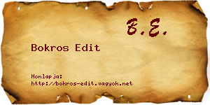 Bokros Edit névjegykártya